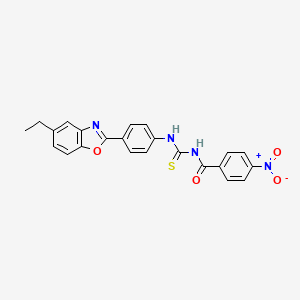 molecular formula C23H18N4O4S B3677697 N-({[4-(5-ethyl-1,3-benzoxazol-2-yl)phenyl]amino}carbonothioyl)-4-nitrobenzamide 