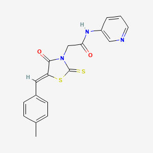molecular formula C18H15N3O2S2 B3677705 2-[5-(4-methylbenzylidene)-4-oxo-2-thioxo-1,3-thiazolidin-3-yl]-N-3-pyridinylacetamide 