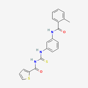 molecular formula C20H17N3O2S2 B3677706 N-[({3-[(2-methylbenzoyl)amino]phenyl}amino)carbonothioyl]-2-thiophenecarboxamide 