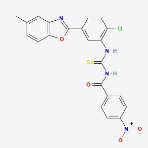 molecular formula C22H15ClN4O4S B3677720 N-({[2-chloro-5-(5-methyl-1,3-benzoxazol-2-yl)phenyl]amino}carbonothioyl)-4-nitrobenzamide 