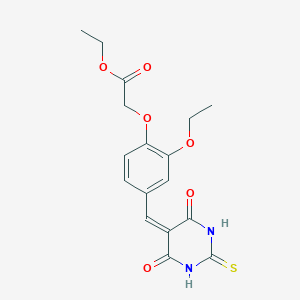 molecular formula C17H18N2O6S B3677748 ethyl {4-[(4,6-dioxo-2-thioxotetrahydro-5(2H)-pyrimidinylidene)methyl]-2-ethoxyphenoxy}acetate 