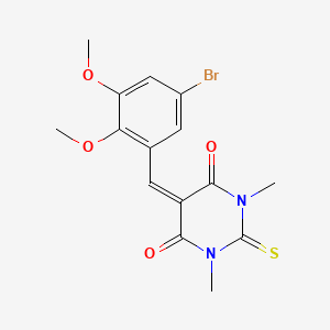 molecular formula C15H15BrN2O4S B3677751 5-(5-bromo-2,3-dimethoxybenzylidene)-1,3-dimethyl-2-thioxodihydro-4,6(1H,5H)-pyrimidinedione 