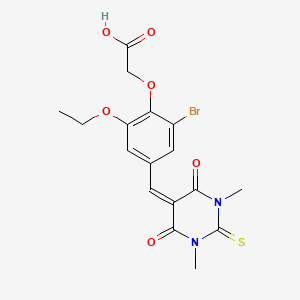 {2-bromo-4-[(1,3-dimethyl-4,6-dioxo-2-thioxotetrahydro-5(2H)-pyrimidinylidene)methyl]-6-ethoxyphenoxy}acetic acid