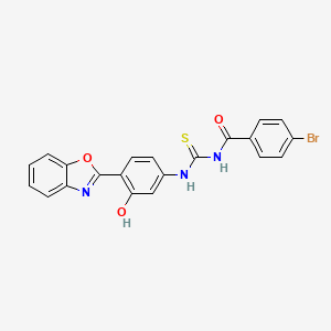 molecular formula C21H14BrN3O3S B3677763 N-({[4-(1,3-benzoxazol-2-yl)-3-hydroxyphenyl]amino}carbonothioyl)-4-bromobenzamide 