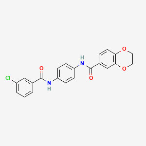 molecular formula C22H17ClN2O4 B3677766 N-{4-[(3-chlorobenzoyl)amino]phenyl}-2,3-dihydro-1,4-benzodioxine-6-carboxamide 