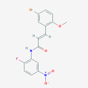 molecular formula C16H12BrFN2O4 B3677774 3-(5-bromo-2-methoxyphenyl)-N-(2-fluoro-5-nitrophenyl)acrylamide 