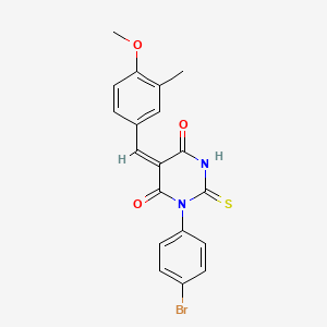 molecular formula C19H15BrN2O3S B3677781 1-(4-bromophenyl)-5-(4-methoxy-3-methylbenzylidene)-2-thioxodihydro-4,6(1H,5H)-pyrimidinedione 