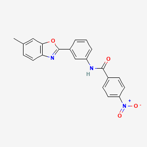 molecular formula C21H15N3O4 B3677827 N-[3-(6-methyl-1,3-benzoxazol-2-yl)phenyl]-4-nitrobenzamide 