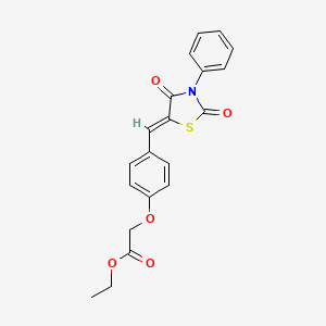 molecular formula C20H17NO5S B3677863 ethyl {4-[(2,4-dioxo-3-phenyl-1,3-thiazolidin-5-ylidene)methyl]phenoxy}acetate 
