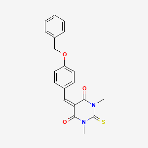 molecular formula C20H18N2O3S B3677871 5-[4-(benzyloxy)benzylidene]-1,3-dimethyl-2-thioxodihydro-4,6(1H,5H)-pyrimidinedione 