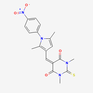 molecular formula C19H18N4O4S B3677874 5-{[2,5-dimethyl-1-(4-nitrophenyl)-1H-pyrrol-3-yl]methylene}-1,3-dimethyl-2-thioxodihydro-4,6(1H,5H)-pyrimidinedione 