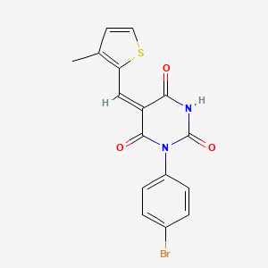 molecular formula C16H11BrN2O3S B3677879 1-(4-bromophenyl)-5-[(3-methyl-2-thienyl)methylene]-2,4,6(1H,3H,5H)-pyrimidinetrione 