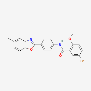molecular formula C22H17BrN2O3 B3677890 5-bromo-2-methoxy-N-[4-(5-methyl-1,3-benzoxazol-2-yl)phenyl]benzamide 