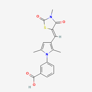 molecular formula C18H16N2O4S B3677891 3-{2,5-dimethyl-3-[(3-methyl-2,4-dioxo-1,3-thiazolidin-5-ylidene)methyl]-1H-pyrrol-1-yl}benzoic acid 