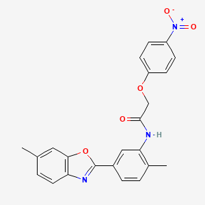 molecular formula C23H19N3O5 B3677963 N-[2-methyl-5-(6-methyl-1,3-benzoxazol-2-yl)phenyl]-2-(4-nitrophenoxy)acetamide 