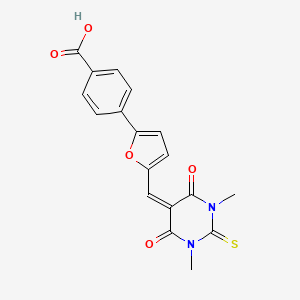 molecular formula C18H14N2O5S B3677966 4-{5-[(1,3-dimethyl-4,6-dioxo-2-thioxotetrahydro-5(2H)-pyrimidinylidene)methyl]-2-furyl}benzoic acid 
