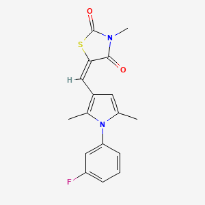 molecular formula C17H15FN2O2S B3677974 5-{[1-(3-fluorophenyl)-2,5-dimethyl-1H-pyrrol-3-yl]methylene}-3-methyl-1,3-thiazolidine-2,4-dione 