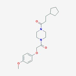 molecular formula C21H30N2O4 B367798 1-(3-Cyclopentylpropanoyl)-4-[(4-methoxyphenoxy)acetyl]piperazine CAS No. 488708-82-3