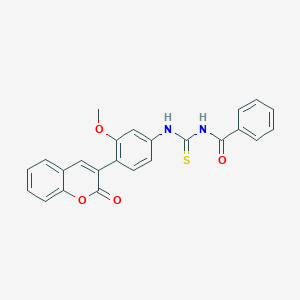 molecular formula C24H18N2O4S B3678006 N-({[3-methoxy-4-(2-oxo-2H-chromen-3-yl)phenyl]amino}carbonothioyl)benzamide 