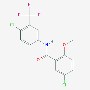 molecular formula C15H10Cl2F3NO2 B3678007 5-chloro-N-[4-chloro-3-(trifluoromethyl)phenyl]-2-methoxybenzamide 