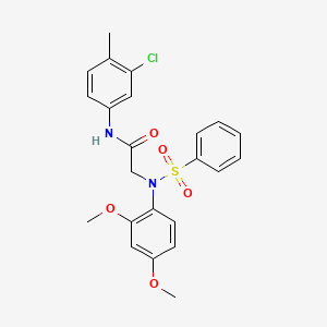 molecular formula C23H23ClN2O5S B3678016 N~1~-(3-chloro-4-methylphenyl)-N~2~-(2,4-dimethoxyphenyl)-N~2~-(phenylsulfonyl)glycinamide 