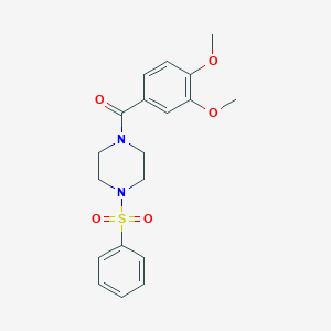 molecular formula C19H22N2O5S B367806 (3,4-Dimethoxyphenyl)[4-(phenylsulfonyl)piperazin-1-yl]methanone CAS No. 488861-98-9
