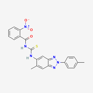 molecular formula C22H18N6O3S B3678063 N-({[6-methyl-2-(4-methylphenyl)-2H-1,2,3-benzotriazol-5-yl]amino}carbonothioyl)-2-nitrobenzamide 