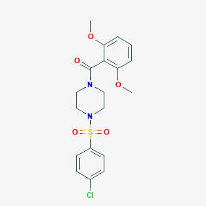 molecular formula C19H21ClN2O5S B367807 1-[(4-Chlorophenyl)sulfonyl]-4-(2,6-dimethoxybenzoyl)piperazine CAS No. 497075-60-2