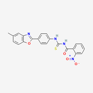 molecular formula C22H16N4O4S B3678090 N-({[4-(5-methyl-1,3-benzoxazol-2-yl)phenyl]amino}carbonothioyl)-2-nitrobenzamide 