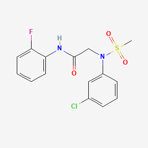 molecular formula C15H14ClFN2O3S B3678091 N~2~-(3-chlorophenyl)-N~1~-(2-fluorophenyl)-N~2~-(methylsulfonyl)glycinamide 