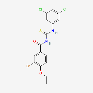 molecular formula C16H13BrCl2N2O2S B3678097 3-bromo-N-{[(3,5-dichlorophenyl)amino]carbonothioyl}-4-ethoxybenzamide 
