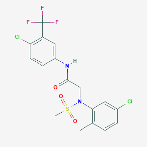 molecular formula C17H15Cl2F3N2O3S B3678118 N~2~-(5-chloro-2-methylphenyl)-N~1~-[4-chloro-3-(trifluoromethyl)phenyl]-N~2~-(methylsulfonyl)glycinamide 
