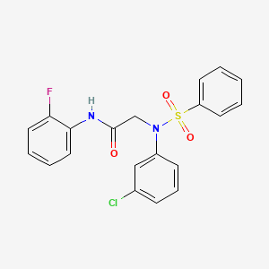 molecular formula C20H16ClFN2O3S B3678150 N~2~-(3-chlorophenyl)-N~1~-(2-fluorophenyl)-N~2~-(phenylsulfonyl)glycinamide 