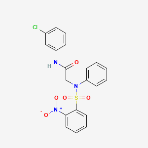 molecular formula C21H18ClN3O5S B3678176 N~1~-(3-chloro-4-methylphenyl)-N~2~-[(2-nitrophenyl)sulfonyl]-N~2~-phenylglycinamide 