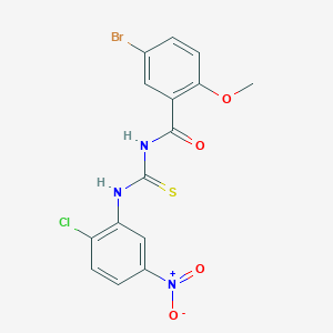 molecular formula C15H11BrClN3O4S B3678200 5-bromo-N-{[(2-chloro-5-nitrophenyl)amino]carbonothioyl}-2-methoxybenzamide 