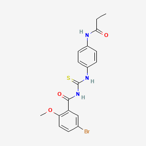 molecular formula C18H18BrN3O3S B3678211 5-bromo-2-methoxy-N-({[4-(propionylamino)phenyl]amino}carbonothioyl)benzamide 