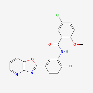 molecular formula C20H13Cl2N3O3 B3678248 5-chloro-N-(2-chloro-5-[1,3]oxazolo[4,5-b]pyridin-2-ylphenyl)-2-methoxybenzamide 