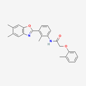 molecular formula C25H24N2O3 B3678285 N-[3-(5,6-dimethyl-1,3-benzoxazol-2-yl)-2-methylphenyl]-2-(2-methylphenoxy)acetamide 
