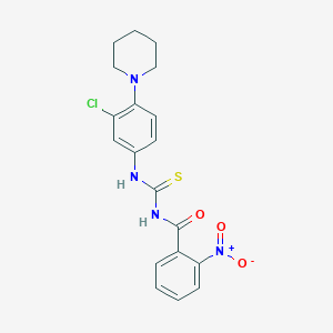 molecular formula C19H19ClN4O3S B3678291 N-({[3-chloro-4-(1-piperidinyl)phenyl]amino}carbonothioyl)-2-nitrobenzamide 