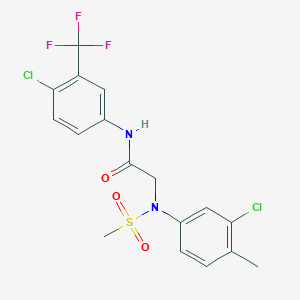 molecular formula C17H15Cl2F3N2O3S B3678323 N~2~-(3-chloro-4-methylphenyl)-N~1~-[4-chloro-3-(trifluoromethyl)phenyl]-N~2~-(methylsulfonyl)glycinamide 
