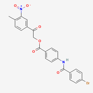 molecular formula C23H17BrN2O6 B3678329 2-(4-methyl-3-nitrophenyl)-2-oxoethyl 4-[(4-bromobenzoyl)amino]benzoate 