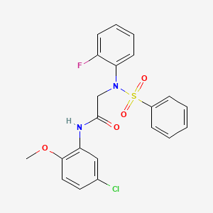 molecular formula C21H18ClFN2O4S B3678352 N~1~-(5-chloro-2-methoxyphenyl)-N~2~-(2-fluorophenyl)-N~2~-(phenylsulfonyl)glycinamide 