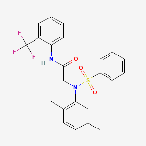 molecular formula C23H21F3N2O3S B3678361 N~2~-(2,5-dimethylphenyl)-N~2~-(phenylsulfonyl)-N~1~-[2-(trifluoromethyl)phenyl]glycinamide 