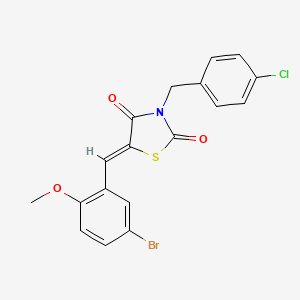 molecular formula C18H13BrClNO3S B3678371 5-(5-bromo-2-methoxybenzylidene)-3-(4-chlorobenzyl)-1,3-thiazolidine-2,4-dione 