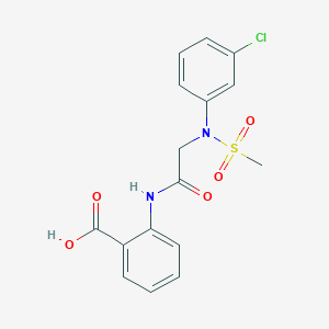 molecular formula C16H15ClN2O5S B3678387 2-{[N-(3-chlorophenyl)-N-(methylsulfonyl)glycyl]amino}benzoic acid 