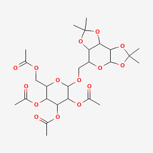 molecular formula C26H38O15 B3678397 2-[(acetyloxy)methyl]-6-[(2,2,7,7-tetramethyltetrahydro-3aH-bis[1,3]dioxolo[4,5-b:4',5'-d]pyran-5-yl)methoxy]tetrahydro-2H-pyran-3,4,5-triyl triacetate 