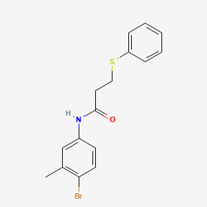 molecular formula C16H16BrNOS B3678409 N-(4-bromo-3-methylphenyl)-3-(phenylthio)propanamide 