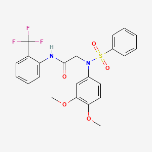 molecular formula C23H21F3N2O5S B3678418 N~2~-(3,4-dimethoxyphenyl)-N~2~-(phenylsulfonyl)-N~1~-[2-(trifluoromethyl)phenyl]glycinamide 