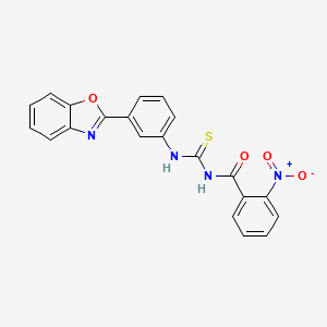 molecular formula C21H14N4O4S B3678427 N-({[3-(1,3-benzoxazol-2-yl)phenyl]amino}carbonothioyl)-2-nitrobenzamide 