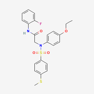 molecular formula C23H23FN2O4S2 B3678434 N~2~-(4-ethoxyphenyl)-N~1~-(2-fluorophenyl)-N~2~-{[4-(methylthio)phenyl]sulfonyl}glycinamide 